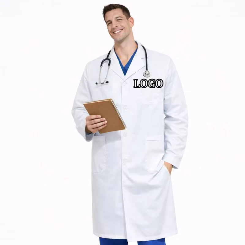 White Unisex Medical Hospital Doctor Lab Coat