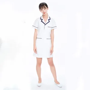 White Unisex Nurse Dress Medical Scrub Hospital Uniform Moisture-Wicking Anti-Static