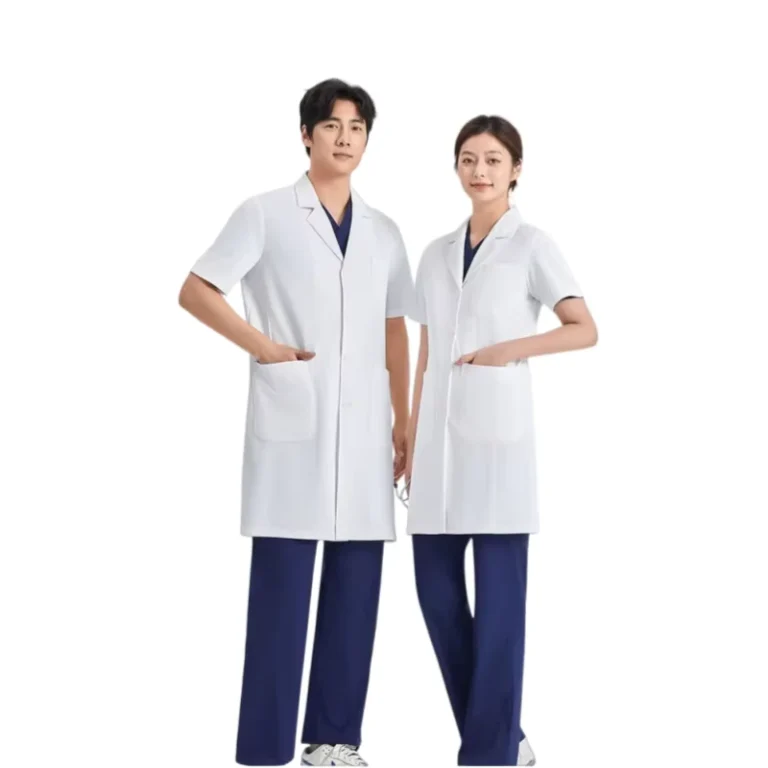 White-Unisex-Short-Sleeved-Doctors-Laboratory-Lab-Coat