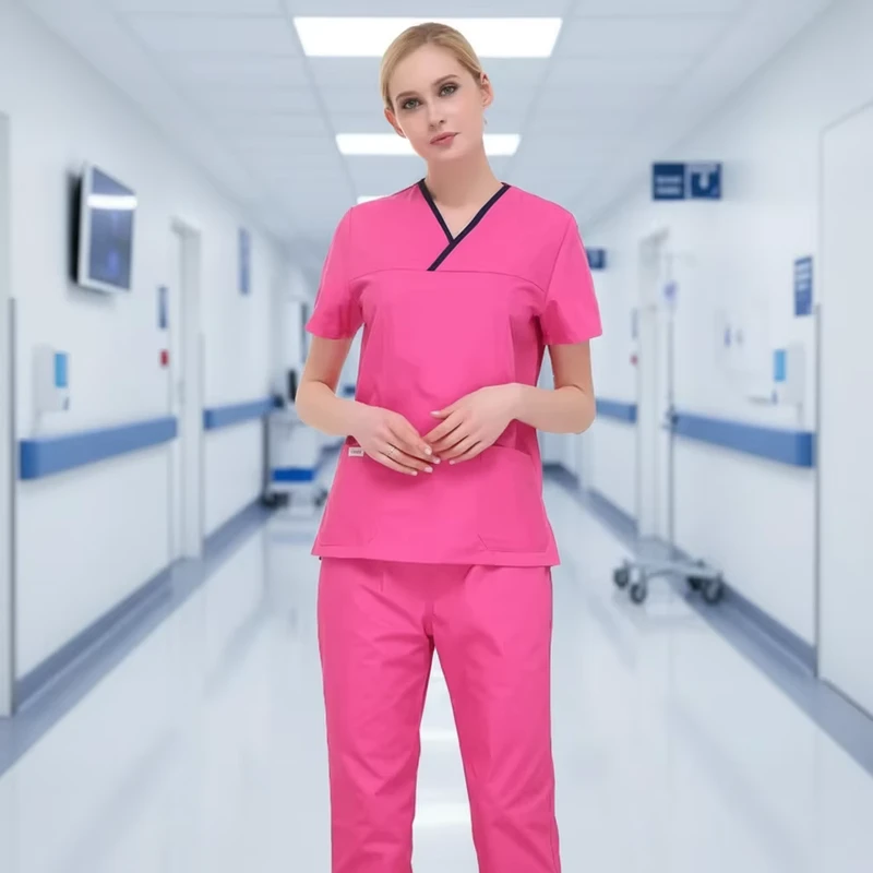 White Women’s Jogger Nurse Scrub Set, Eco-Friendly Polyester, XL, Short Sleeve