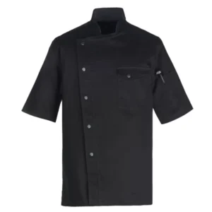 White and Black Men’s and Women’s Chef Cook Uniform with Snap Buttons for Restaurant and Hotel