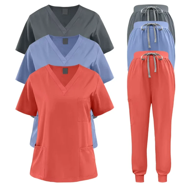 White-and-Blue-Woven-Polyester-Cotton-Unisex-Nurse-Uniform-for-Hospital-Doctors-Surgical-Dental-Clinic-and-Beauty-Salon