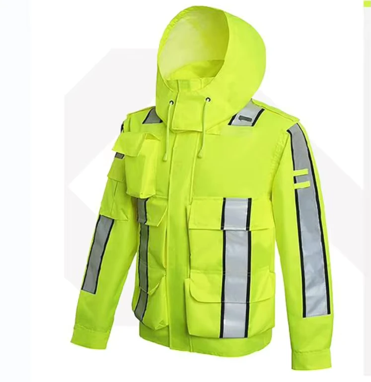Wholesales Custom Logo Construction Winter Hi Vis Long Sleeve Yellow Work Reflective Fluorescent Safety Reflector Jacket