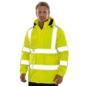 Wholesales High Visibility Winter Safety Jacket Reflective Outwear Waterproof Windproof Thermal Custom Workwear Polyester ANSI