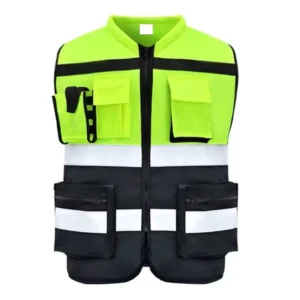 Windproof Reflective Safety Vest Multi Pocket Hi Vis Workwear Security Jacket for Construction Roadside Warehouse