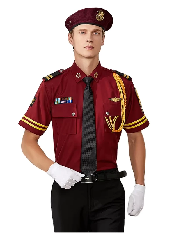 Wine-Red-Summer-Security-Guard-Uniform-Shirt