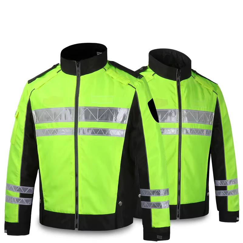 Winter 2 in 1 Reflective Safety Jacket Windproof Motorcycle Coat Reflective Clothes for Enhanced Visibility