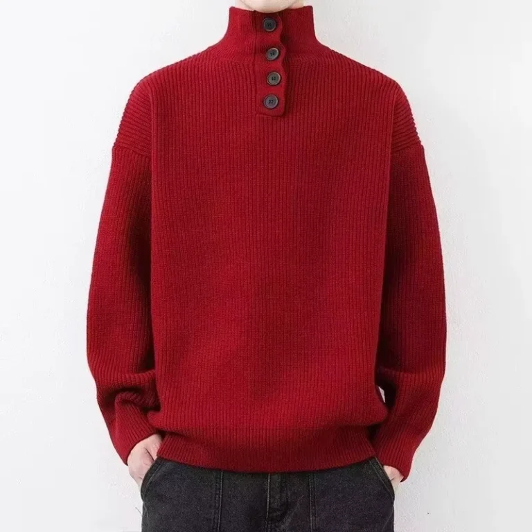 Winter-Autumn-Mens-Breathable-Fashion-Turtleneck-Knitted-Sweater-with-Front-Logo-1-4-Button-Design-Casual-Pullover