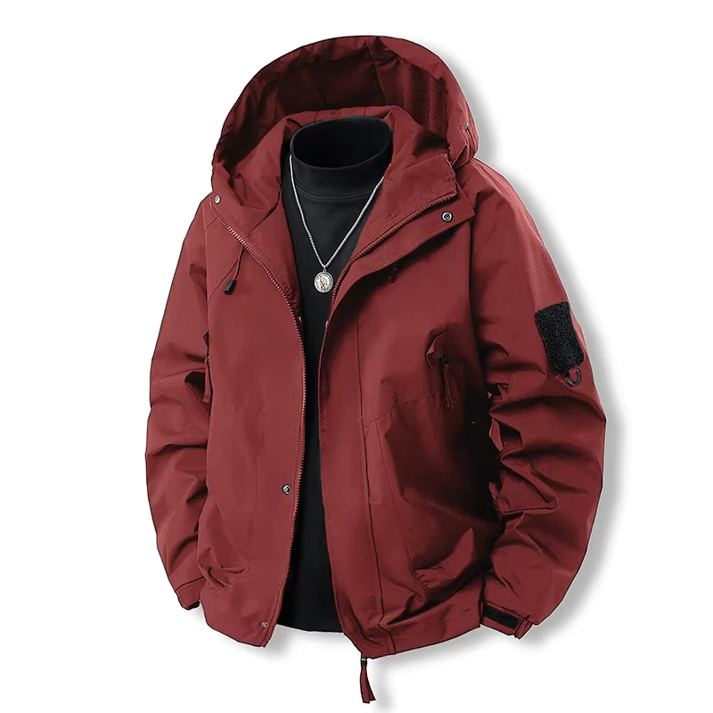 Winter Autumn Outdoor Mountaineering Jacket Hooded Cardigan Loose Fit Student Workwear Multi-Bag Waterproof Clothes