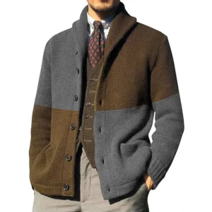 Winter Cardigan Colorblock Button Mens Sweaters Custom Loose Knit Cardigan Sweater Man