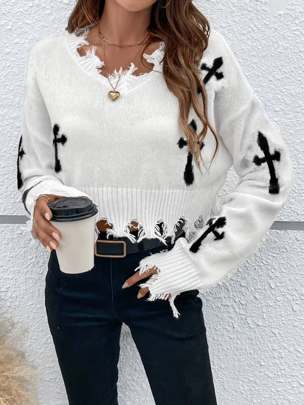 Winter Casual Breathable Trendy Long sleeved Loose fitting Versatile Pullover Knit Sweater