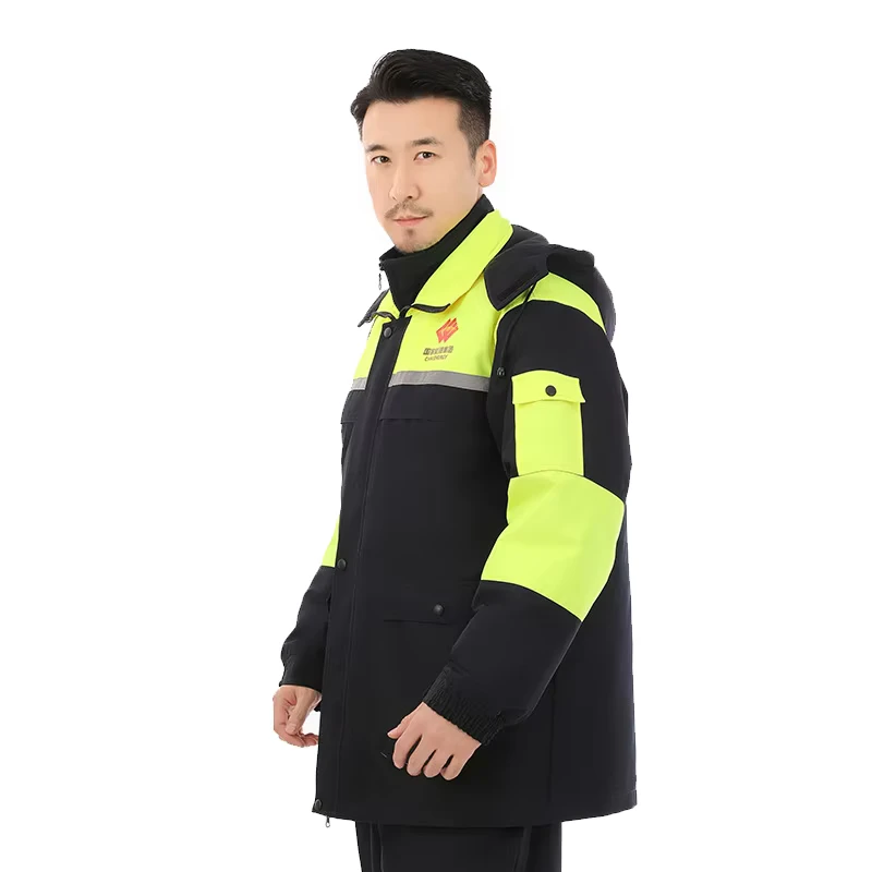 Winter Clothes Men's Cold Storage Freezer Conjoined Cotton padded Jacket Workwear Uniform Warm Durable Polyester Cotton Uniform