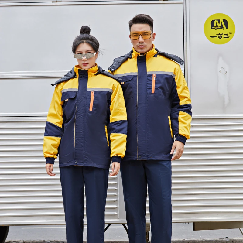Winter Durable Safety Cotton Breathable Construction Winter Workwear Working Uniform Coverall Suit Industrial Working Clothes
