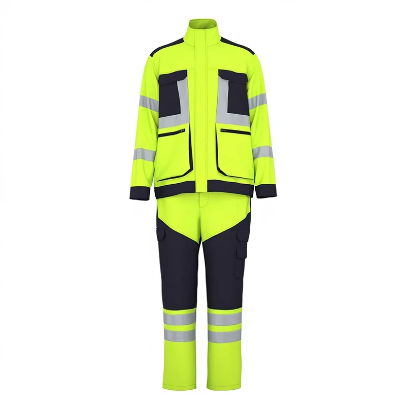Winter Hi Vis Insulated Workwear 3 Layer Waterproof Windproof Fluorescent Safety Suit with Reflective Strips Men Work Clothes