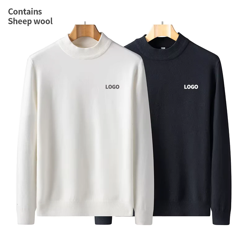 Winter Knitted Sweater Clothing Manufacturer Custom Medium-high Keep Collar Warm Cashmere Men's Sweater
