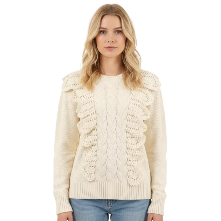 Winter-Knitting-Lace-Womens-Sweaterladies-Cardigan-Handmade-Knitting-Sweaters-Long-Sleeve-Crew-Neck-Stripped-Knit-Sweater