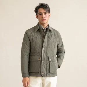 Winter Men’s Thick Outdoor Retro Warm Cotton Padded Quilted Zippered Windproof 420g Hunting Jacket Front Stand Collar High