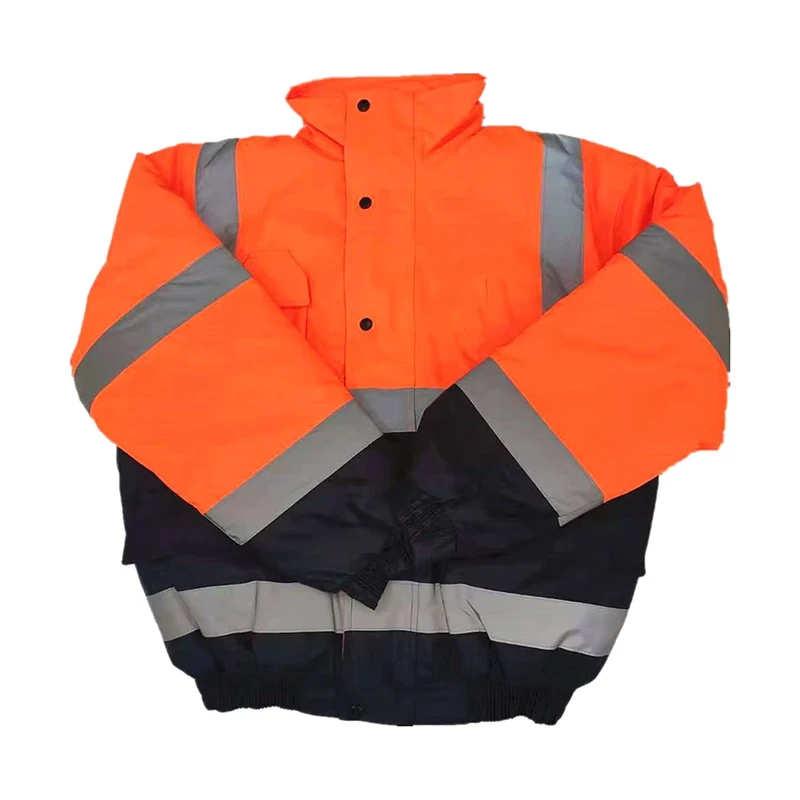 Winter Oxford Waterproof Reflective Jacket Men's Two Tone Hi Vis Bomber Safety Jacket