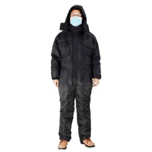 Winter Safety Work Suit Black Fiber Cotton Waterproof Cold proof Unisex Full Suit for Cold Storage Freezer Use
