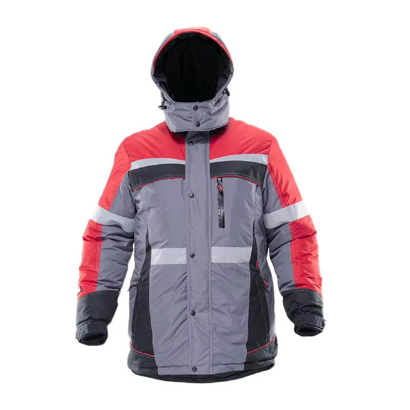 Winter Thick Construction Work Jacket Men Heavy Duty Warm Outerwear With Reflective Tape for Cold Weather