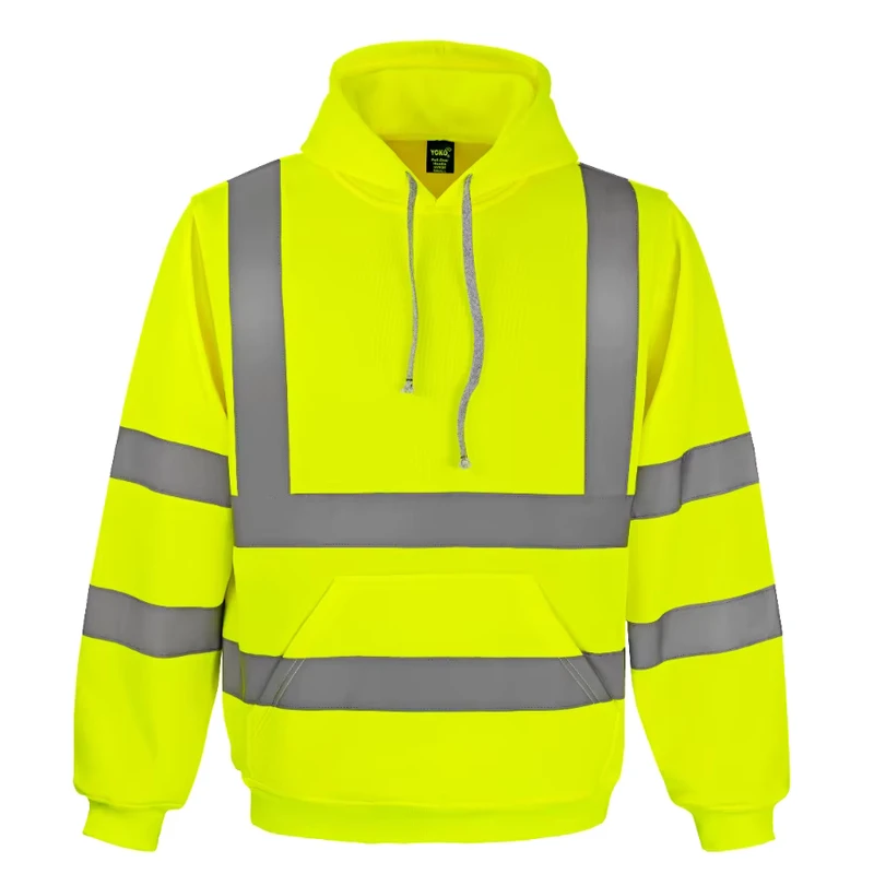 Winter Warm CE Certified Hi Visibility Reflective Polyester Workwear Sweatshirt Outdoor Construction Site Engineering Pullover