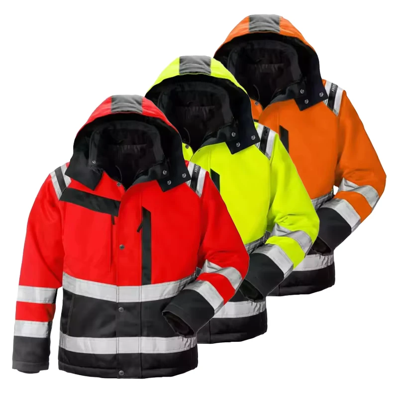 Winter Waterproof Worker Security Clothing Coat Mechanical Men Hi Vis Custom Construction Workwear Reflective Safety Work Jacket