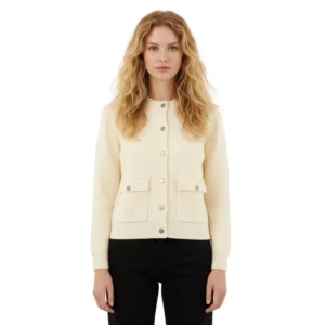 Winter Women’s Round Neck Thick Sweater Jacket With Pockets Women’s Long Sleeved Casual Knit Sweater Cardigan