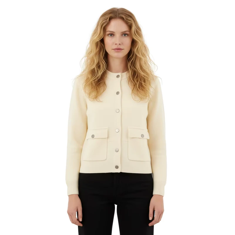 Winter Women's Round Neck Thick Sweater Jacket With Pockets Women's Long Sleeved Casual Knit Sweater Cardigan