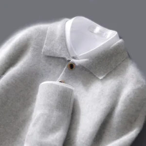 Winter Wool Sweater Men’s Lapel Cashmere Sweater Men’s POLO Shirt Loose Oversize Business Bottom Knit