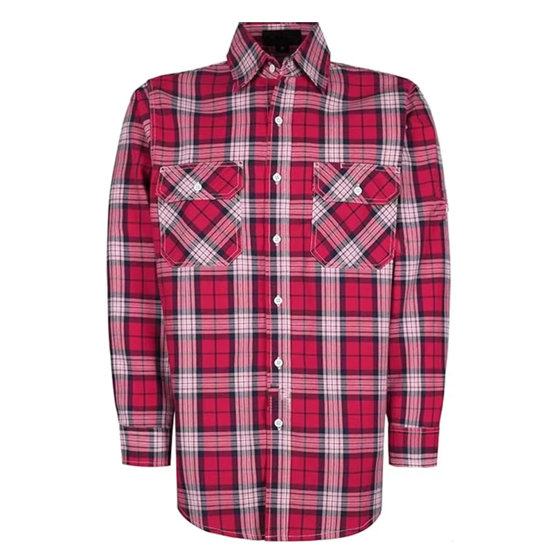 With Custom FR Cotton 7OZ Clothing Welding Work NFPA 2112 Flame Retardant Plaid Shirts