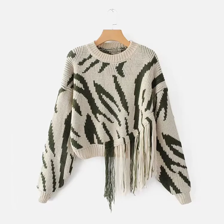 Women-Free-Size-Knitted-Sweater-Oem-Jacquard-Pullover-Streetwear-Fringe-Sweater