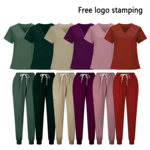 Women High Quality Polyester Rayon Spandex Pharmacy Hospital Uniforms Scrubs Top Custom Logo Doctor Nurse Scrubs Top Pants