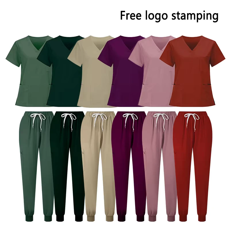 Women High Quality Polyester Rayon Spandex Pharmacy Hospital Uniforms Scrubs Top Custom Logo Doctor Nurse Scrubs Top Pants