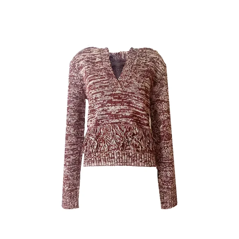 Women-V-Neck-Long-Sleeves-Jacquard-Sweater-Cashmere-and-Merino-Wool-AntiPilling
