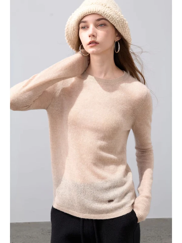 Womens-100-Pure-Cashmere-Slim-Fit-Crew-Neck-Fine-Knit-Pullover