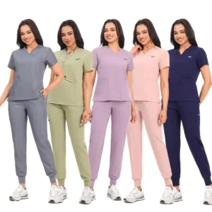 Women’s 12-Pocket Medical Jogger Scrub Sets for Nursing, Dental, and Hospital Use
