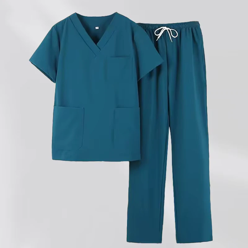 Women's 4-Way Stretch Quick-Dry Scrub Set V-Neck Top Straight-Leg Pants