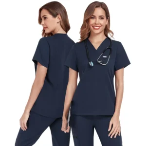 Women’s 4-Way Stretch Soft V-Neck Medical Scrub Set with Jogger Pants