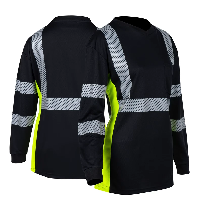 Women's ANSI Class 3 High Visibility Safety Shirt Long Sleeve with Pocket Custom Logo Option Polyester Material