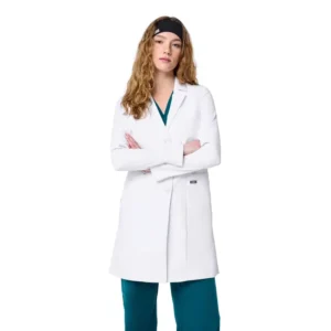 Women’s Antistatic Polyester Cotton Dobby Fabric Lab Coat for Hospital Beauty Salon Pharmacy and Medical College