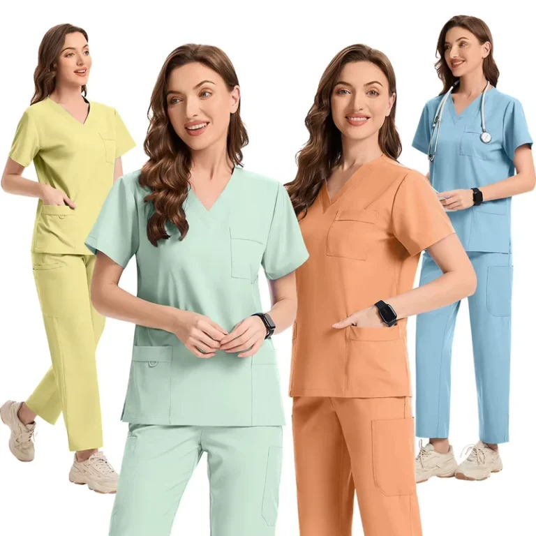 Womens-Breathable-Soft-Woven-Surgical-Scrub-Set-with-Custom-Logo-Seamless-Fusing-Needle-Detection-0