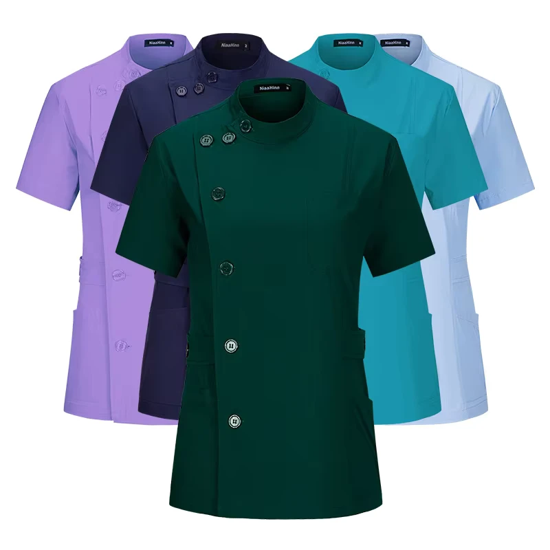 Women's Button-Design Medical Scrub Set Top and Pants Small Size