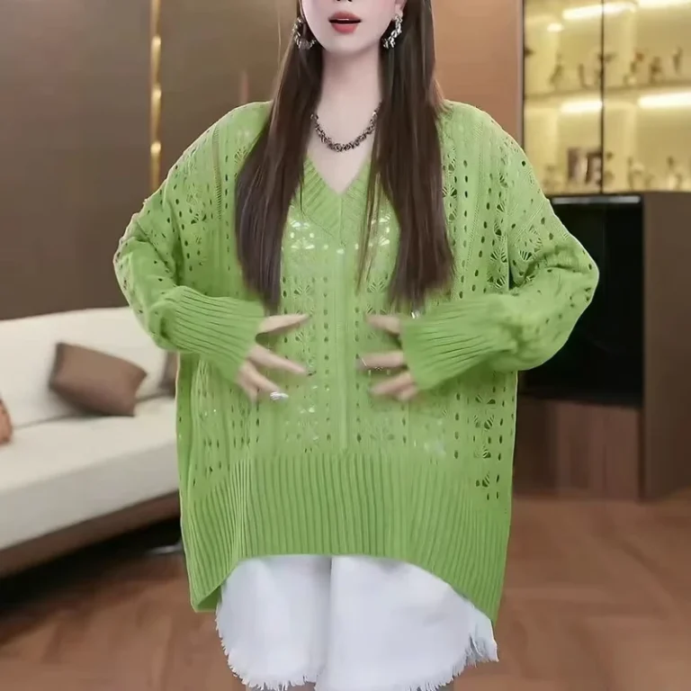 Womens-Casual-Drop-Shoulder-Sweater-with-Hollow-Out-Bracelet-Sleeve-for-Winter