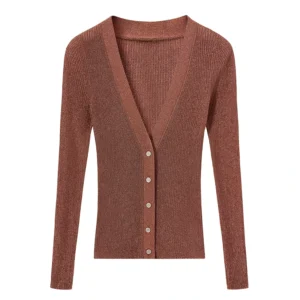 Women’s Casual Knitwear V Neck Long Sleeve Button Autumn Fashion Sweater Cardigan