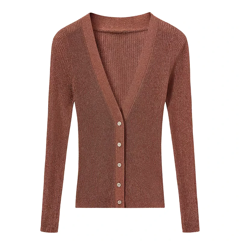 Women's Casual Knitwear V Neck Long Sleeve Button Autumn Fashion Sweater Cardigan