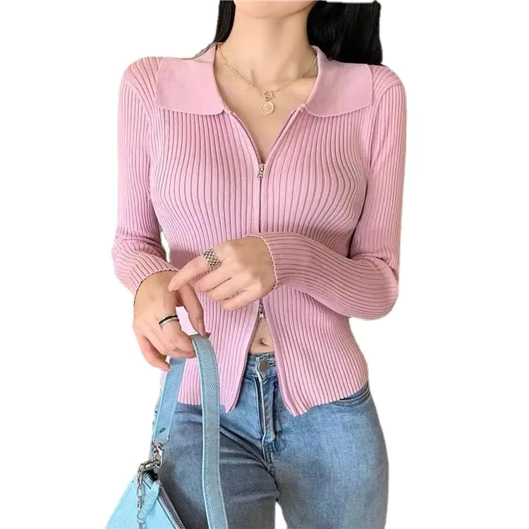 Women's Cotton Knitted Floral-Print Slim-Fit Three-Quarter-Sleeve Sweater Top