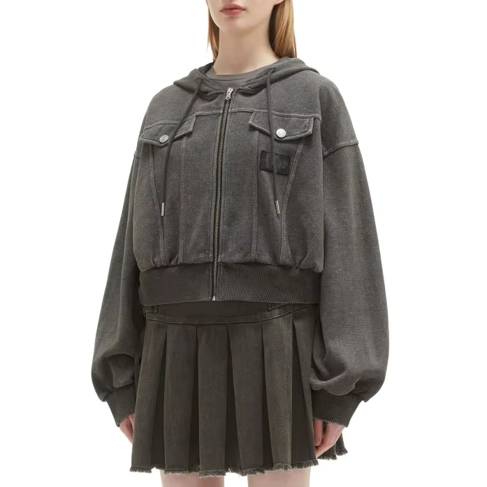Womens-Cropped-Hoodie-Jacket-Custom-Zip-Up-Pocket-Details-Anti-Shrink-Fabric-Casual-Streetwear-Formal-Hooded