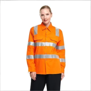 Women’s Hi Vis Reflective Safety Work Shirt Stain Resistant Long Sleeve Safety Top Custom Logo