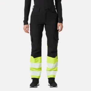 Women’s Hi Vis Reflective Work Trousers Multi Pockets Safety Stretch Pants Plain Dyed