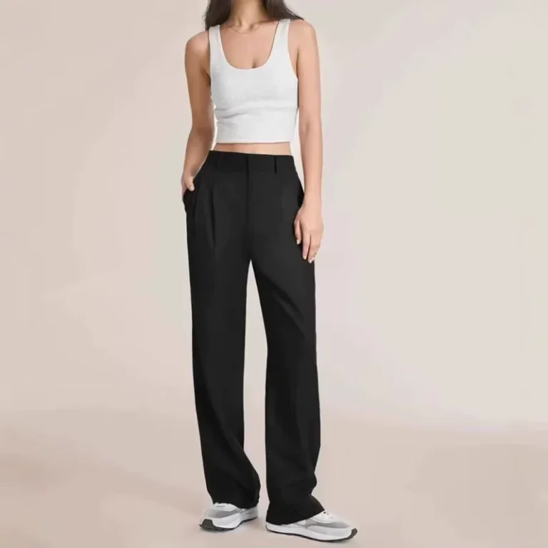 Womens-High-Waist-Elastic-Loose-Sweatpants-Pleated-Pocketed-Straight-Leg